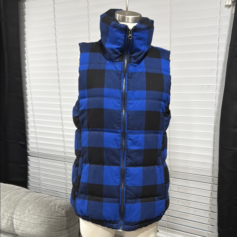 ON Checkered Puffer Vest Blue Black MEDIUM - Picture 2 of 13